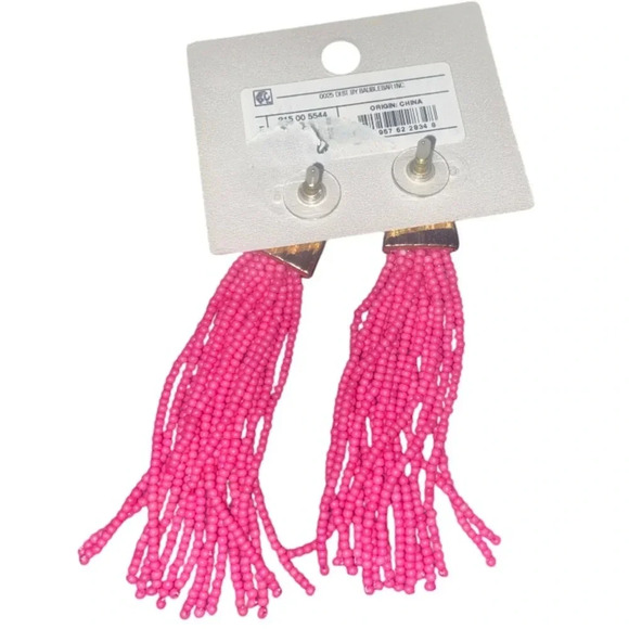 NWT Pink Beaded Tassel Earrings - Picture 2 of 2